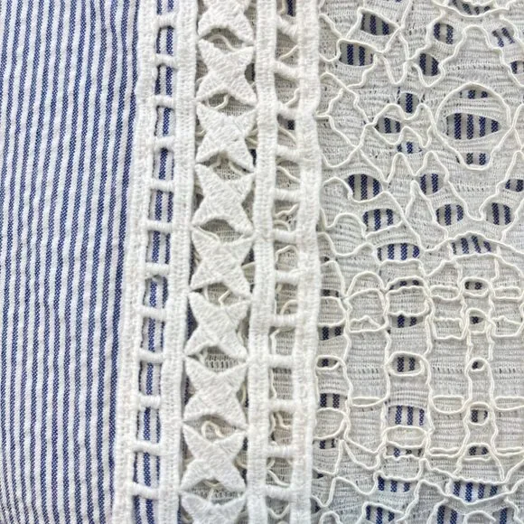 London Times sleeveless seersucker embroidered lace blue dress 10P - Picture 3 of 7